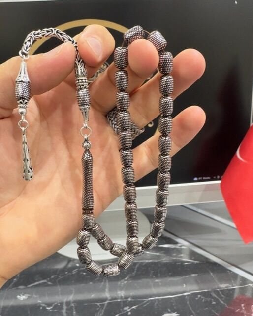 Kapsül Model Gümüş İşlemeli Kuka Tesbih
