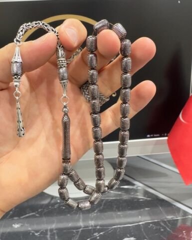 Kapsül Model Gümüş İşlemeli Kuka Tesbih