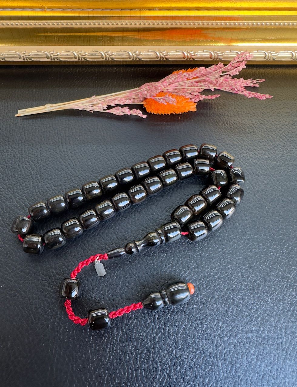 Basık Model Çubuk Sıkma Kehribar Tesbih