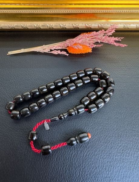 Basık Model Çubuk Sıkma Kehribar Tesbih