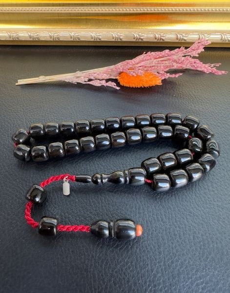 Basık Model Çubuk Sıkma Kehribar Tesbih