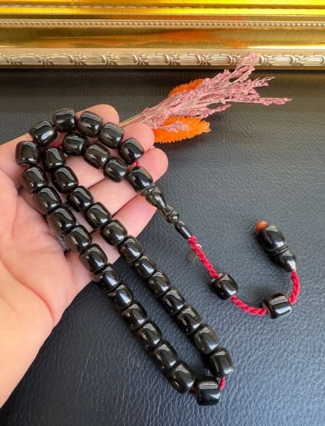 Basık Model Çubuk Sıkma Kehribar Tesbih