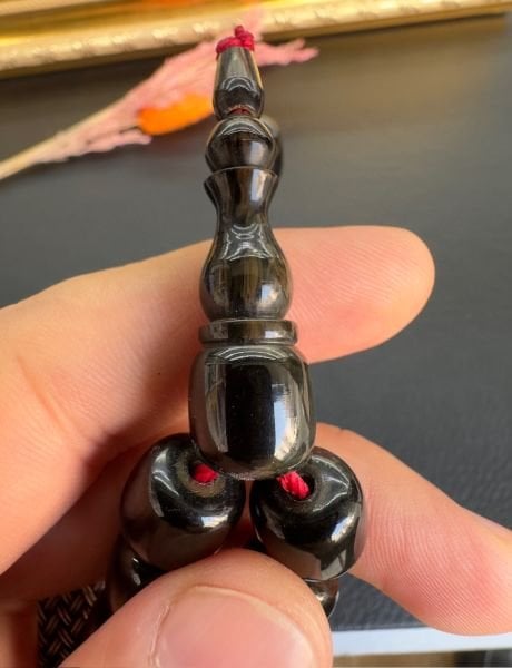 Basık Model Çubuk Sıkma Kehribar Tesbih