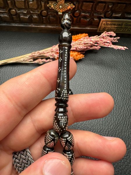 Badem Model Gümüş İşlemeli Caretta Bağa Tesbih