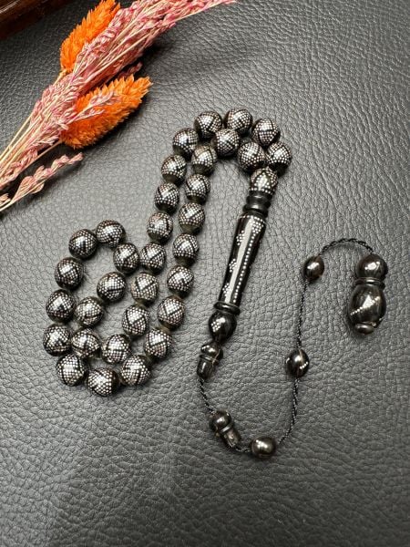 Beyzi Model Gümüş İşlemeli Caretta Bağa Tesbih