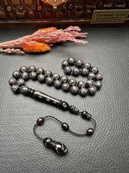 Beyzi Model Gümüş İşlemeli Caretta Bağa Tesbih