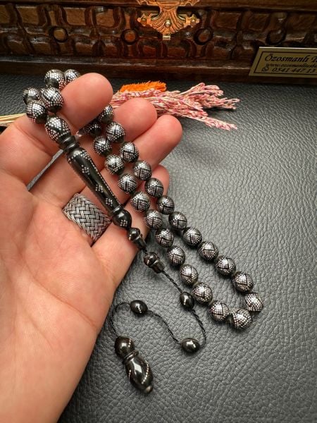 Beyzi Model Gümüş İşlemeli Caretta Bağa Tesbih