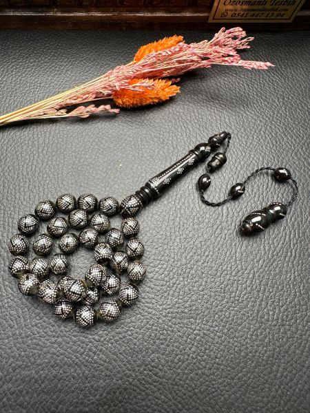 Beyzi Model Gümüş İşlemeli Caretta Bağa Tesbih