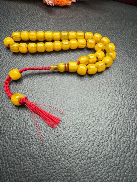 Basık Model Sıkma Kehribar Tesbih