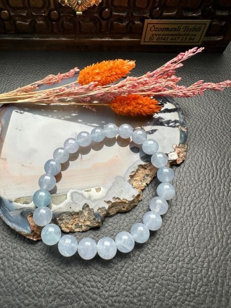 Küre Model Aquamarin Doğal Taş Bileklik