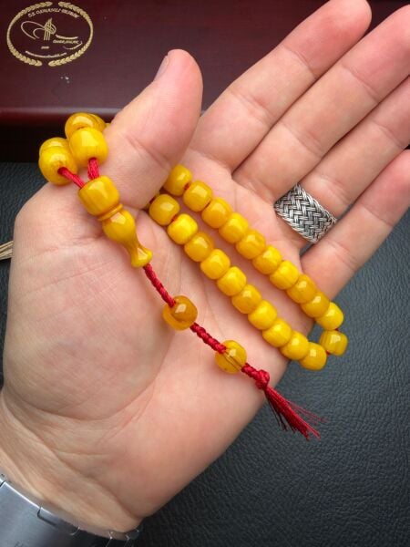 Basık Model Sıkma Kehribar Tesbih