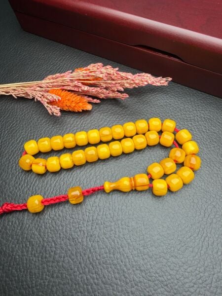 Basık Model Sıkma Kehribar Tesbih