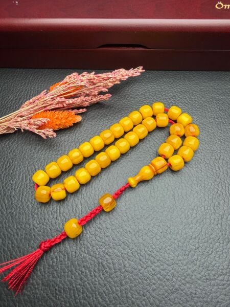 Basık Model Sıkma Kehribar Tesbih