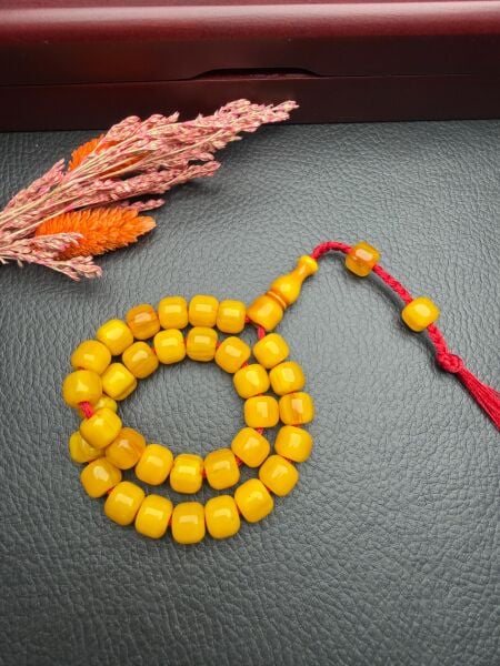 Basık Model Sıkma Kehribar Tesbih