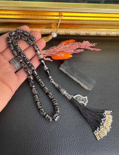 Kapsül Model Gümüş İşlemeli Erzurum Oltu Tesbih