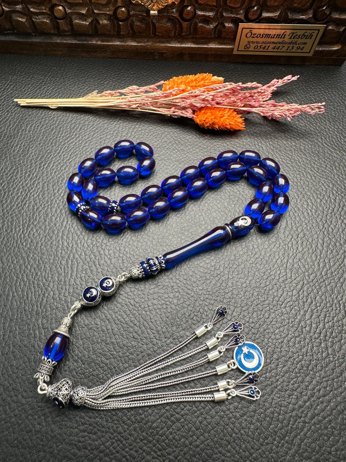 Parlement Mavi Ateşi Sıkma Kehribar Tesbih