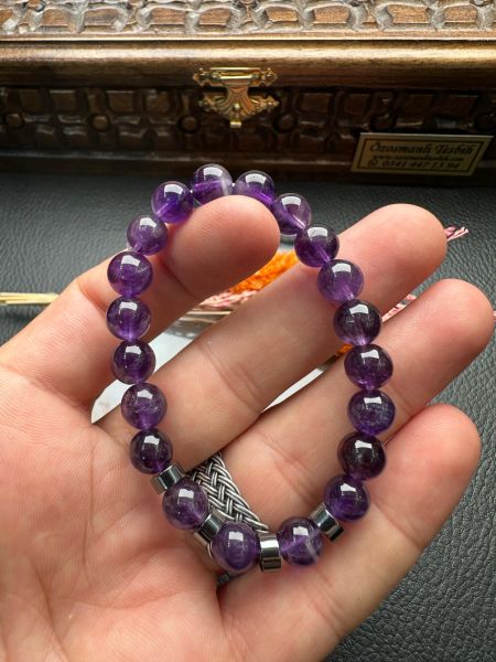 Küre Model Ametist Doğal Taş Bileklik