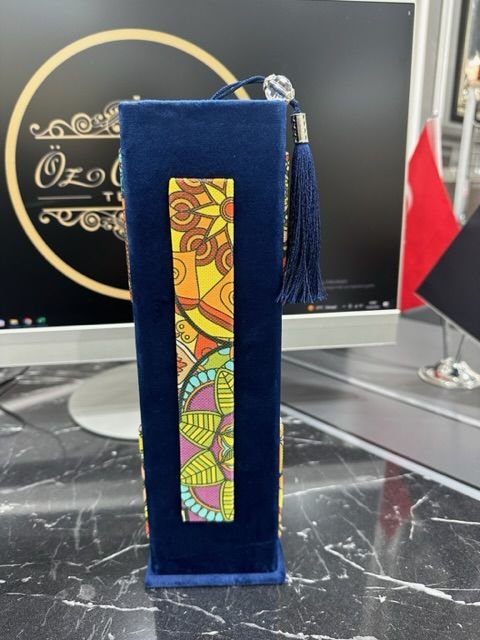 Kadife Motif İşlemeli Lacivert Renk Tesbih Kutusu