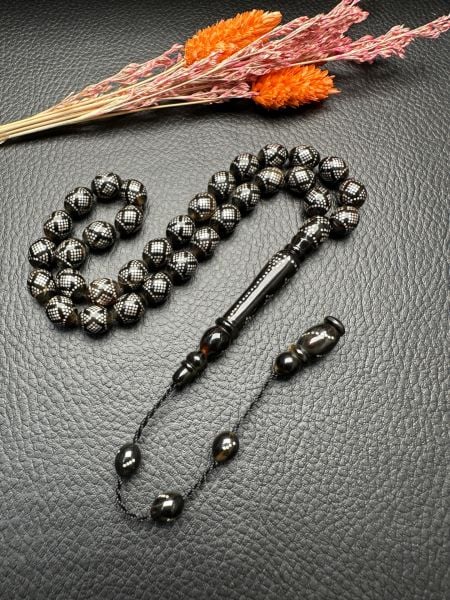 Beyzi Model Gümüş İşlemeli Caretta Bağa Tesbih