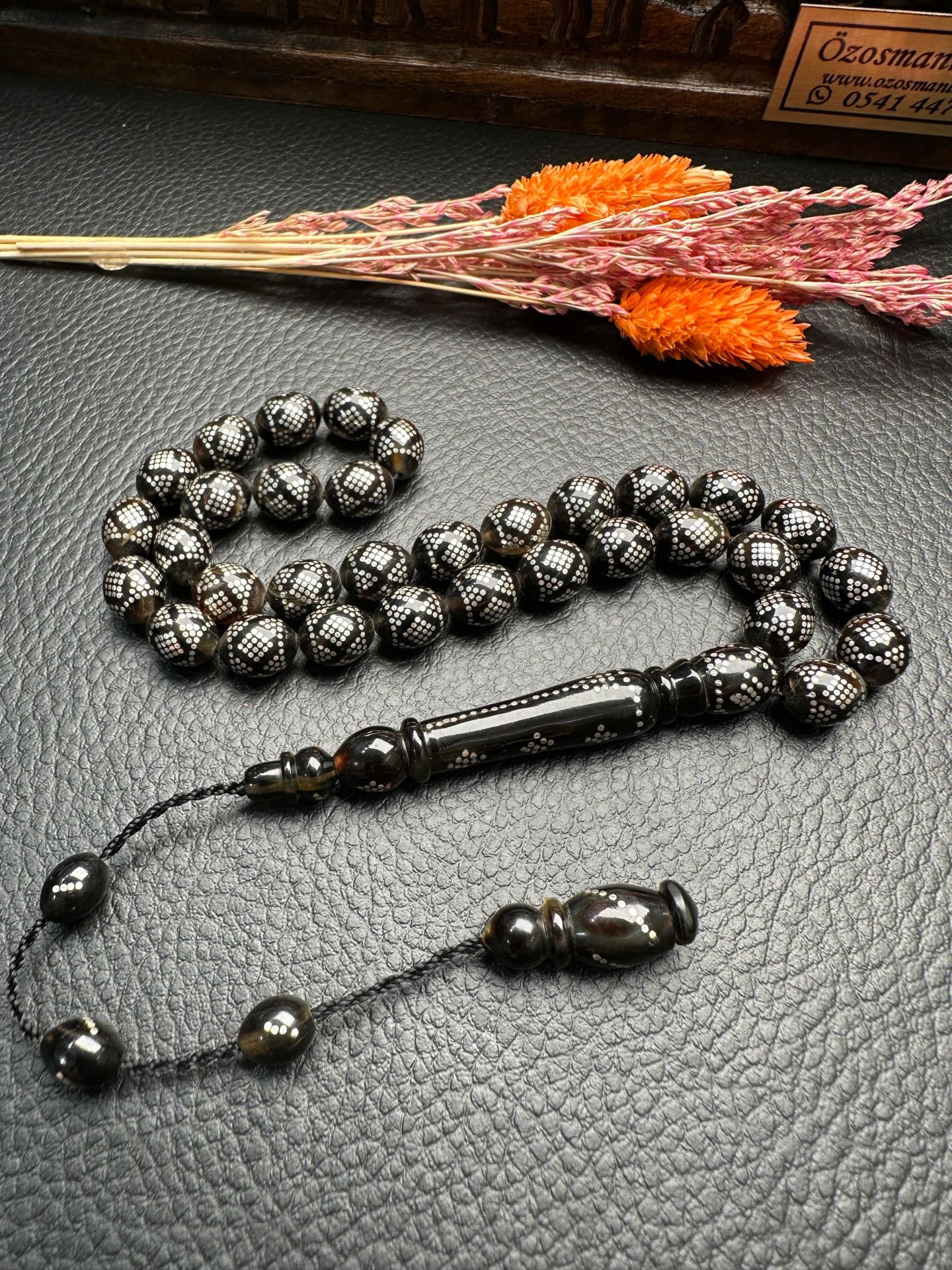 Beyzi Model Gümüş İşlemeli Caretta Bağa Tesbih