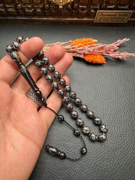 Beyzi Model Gümüş İşlemeli Caretta Bağa Tesbih