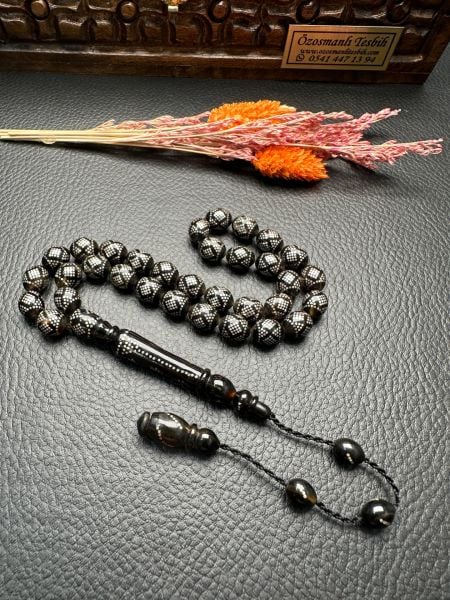 Beyzi Model Gümüş İşlemeli Caretta Bağa Tesbih