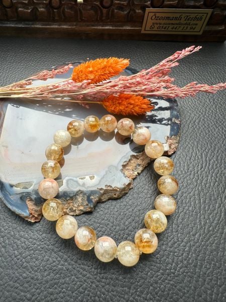 Küre Model Sitrin Doğal Taş Bileklik