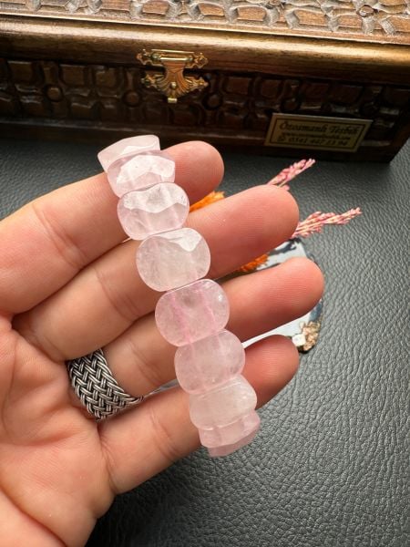 Rolex Model Pembe Kuvars Doğal Taş Bileklik