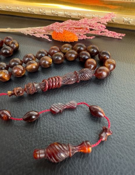 Beyzi Model Simli Sıkma Kehribar Tesbih