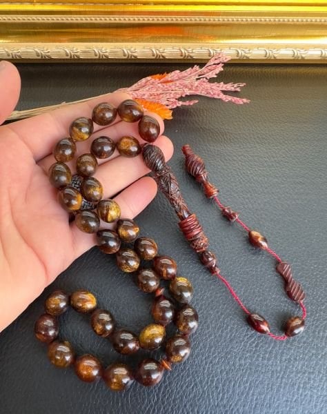 Beyzi Model Simli Sıkma Kehribar Tesbih