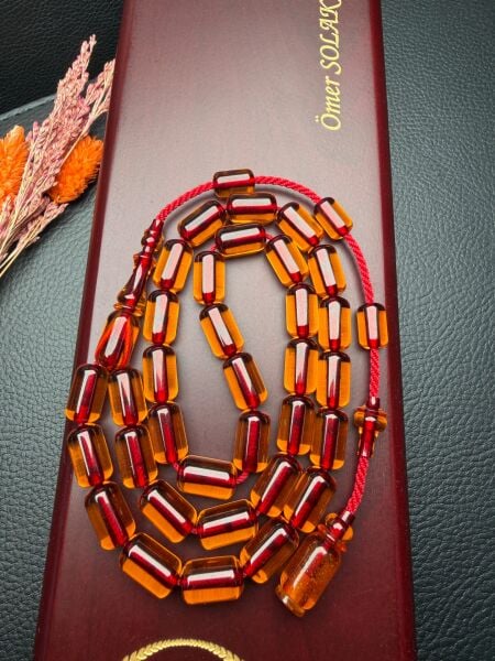 Kapsül  Model Eski Osmanlı  Ateş Kehribar Tesbih