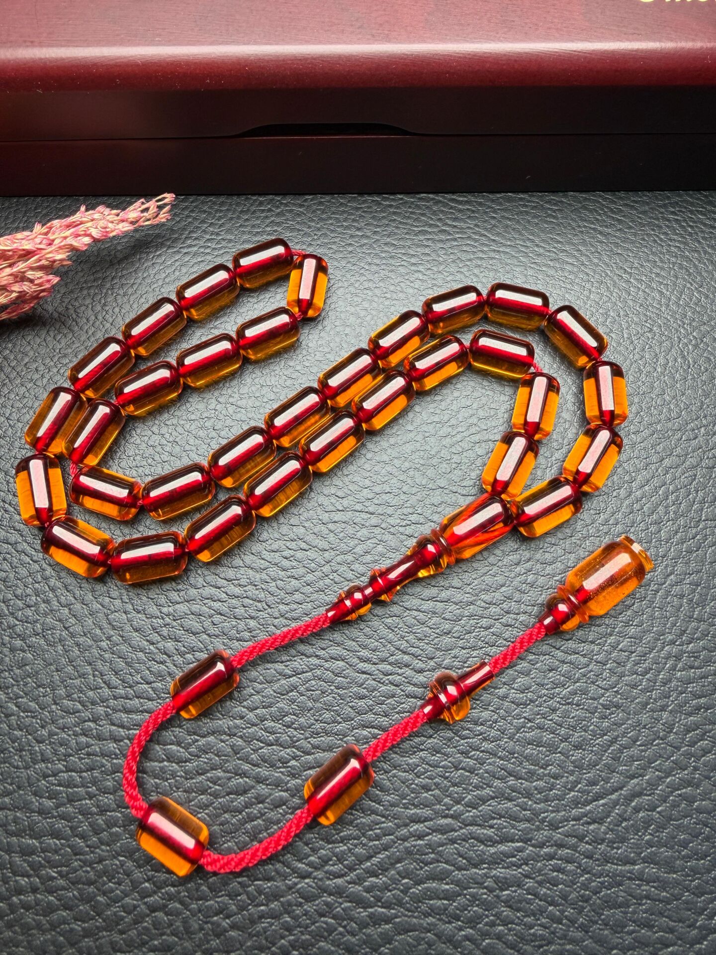 Kapsül  Model Eski Osmanlı  Ateş Kehribar Tesbih