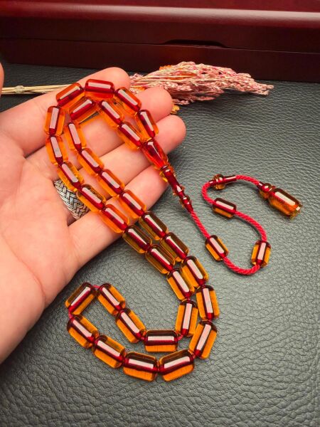 Kapsül  Model Eski Osmanlı  Ateş Kehribar Tesbih