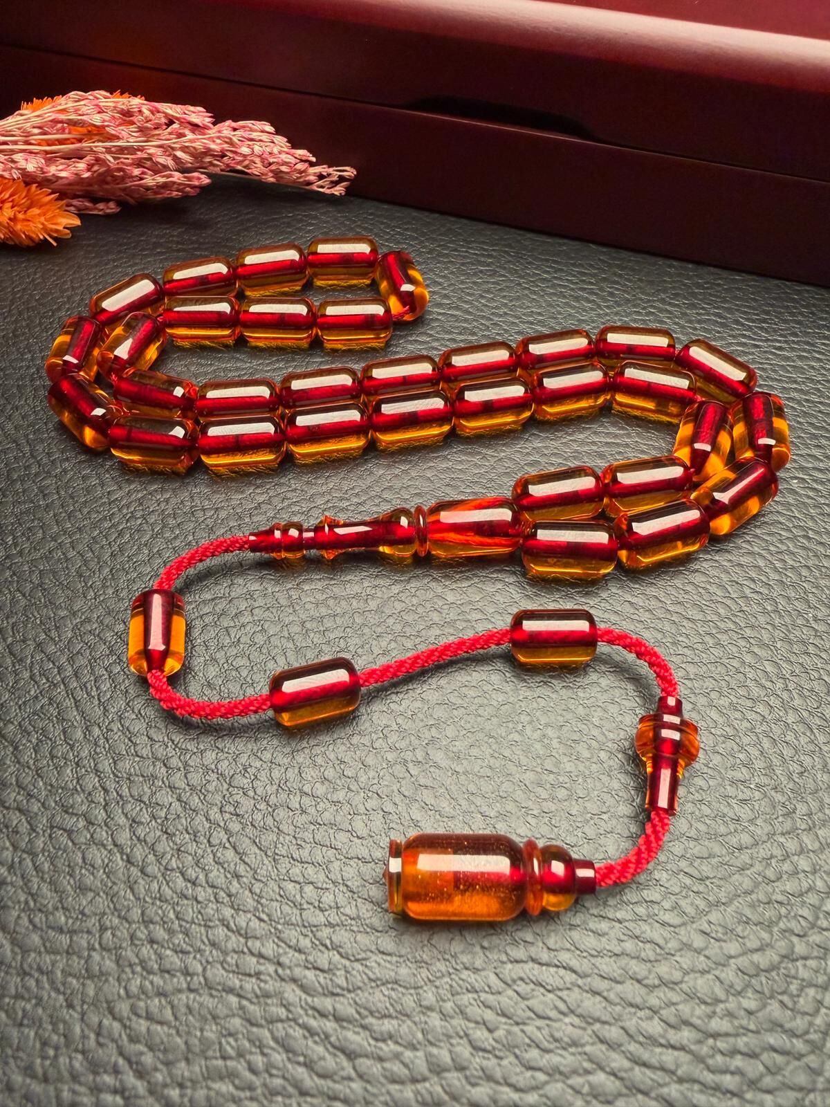 Kapsül  Model Eski Osmanlı  Ateş Kehribar Tesbih