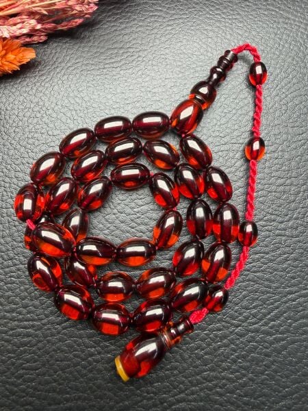 Badem  Model Eski Osmanlı  Ateş Kehribar Tesbih