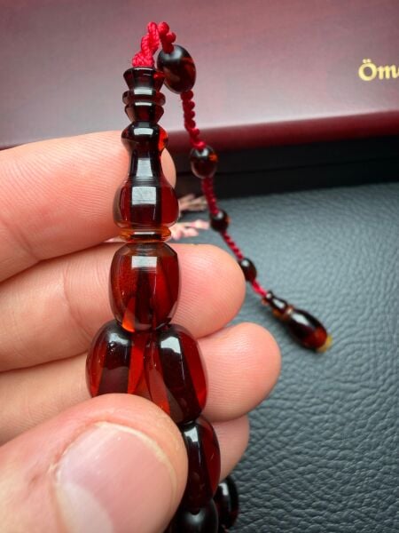 Badem  Model Eski Osmanlı  Ateş Kehribar Tesbih