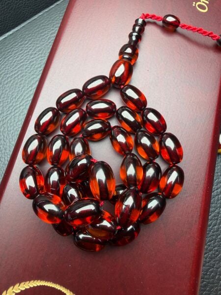 Badem  Model Eski Osmanlı  Ateş Kehribar Tesbih