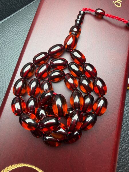 Badem  Model Eski Osmanlı  Ateş Kehribar Tesbih