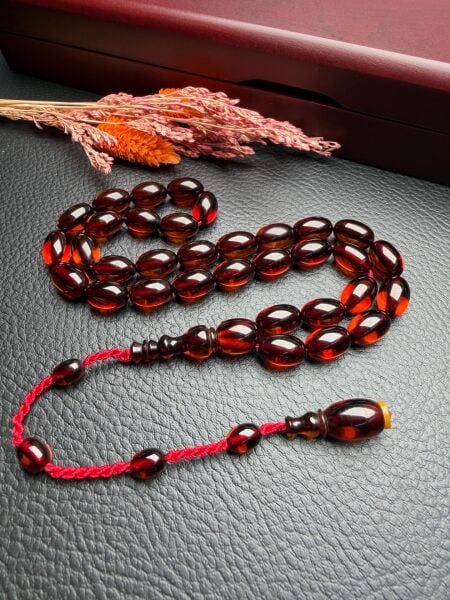 Badem  Model Eski Osmanlı  Ateş Kehribar Tesbih