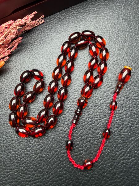 Badem  Model Eski Osmanlı  Ateş Kehribar Tesbih