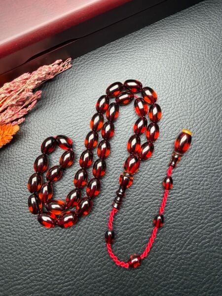 Badem  Model Eski Osmanlı  Ateş Kehribar Tesbih