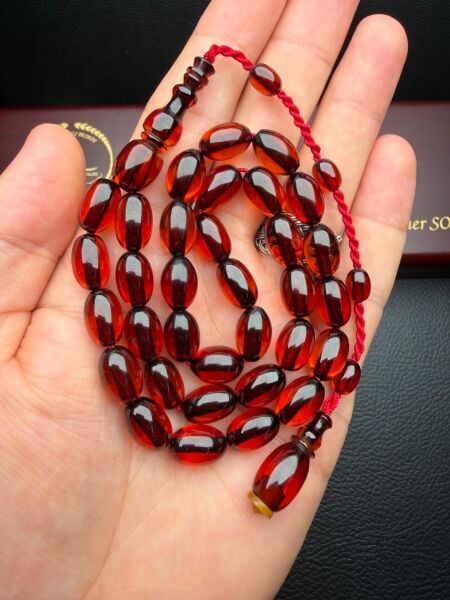 Badem  Model Eski Osmanlı  Ateş Kehribar Tesbih