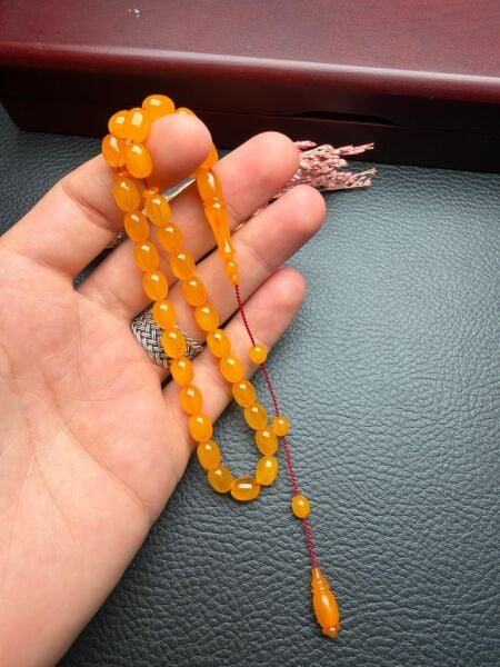 Badem  Model Eski Osmanlı Sıkma Kehribar Tesbih