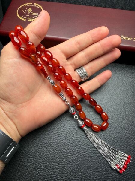 Badem Model Çubuk Sıkma Kehribar Tesbih