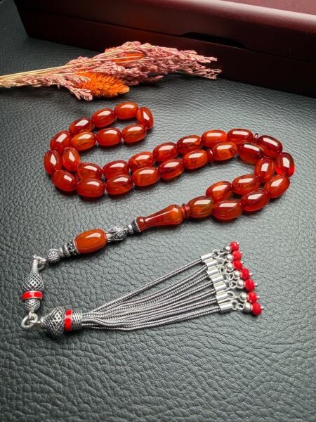 Badem Model Çubuk Sıkma Kehribar Tesbih