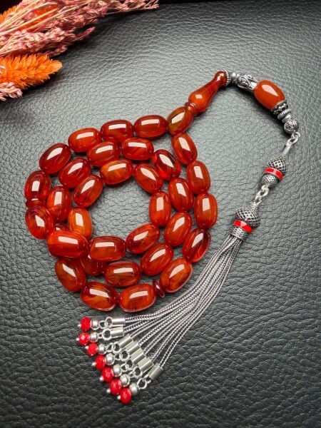 Badem Model Çubuk Sıkma Kehribar Tesbih