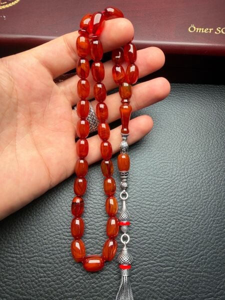 Badem Model Çubuk Sıkma Kehribar Tesbih