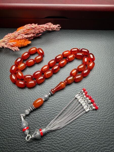 Badem Model Çubuk Sıkma Kehribar Tesbih