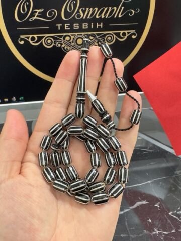 Kapsül Model 925 Ayar Gümüş İşlemeli Erzurum Oltutaşı Tesbih