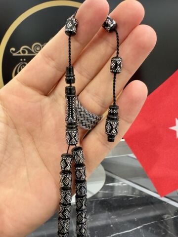 Kapsül Model 925 Ayar Gümüş İşlemeli Erzurum Oltutaşı Tesbih